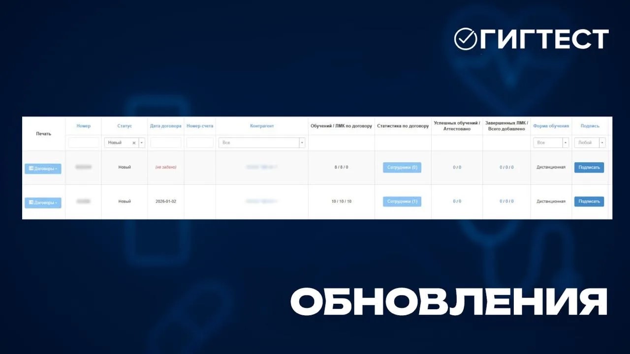 Обновление системы «Гигтест»